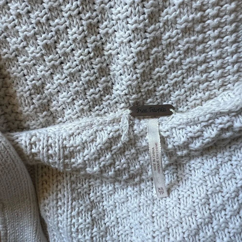 Free People Cream Oversized Slouchy Cable Knit Cardigan